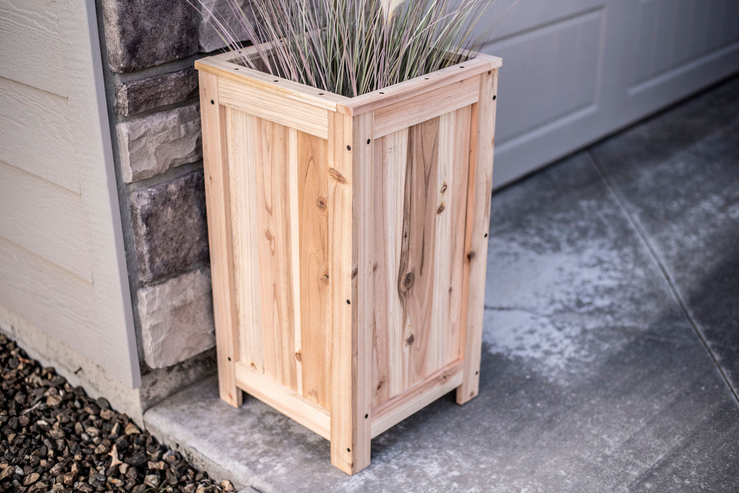 Tall cedar planter box - 27” tall, 14.5” x 14.5” wide